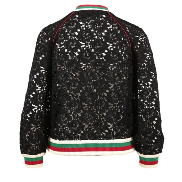 GUCCI 🌟 Floral Guipure Lace Bomber Jacket in Black—NWT - Picture 6 of 17